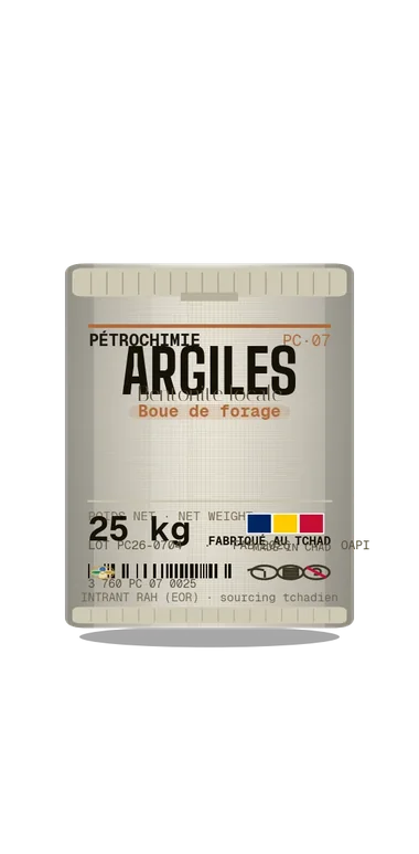 Sac d’intrant Argiles — Pétrochimie EnerTchad, fabriqué au Tchad