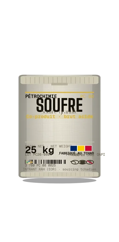 Sac d’intrant Soufre — Pétrochimie EnerTchad, fabriqué au Tchad